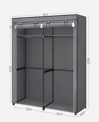 SONGMICS Closet Wardrobe Portable Clothes Rail w/ Non-Woven Fabric Cover - Gray