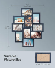SONGMICS 4x6 Picture Frames Photo Collage Frame Set of 10 - Navy Blue