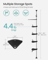 SONGMICS 4-Tier Corner Shower Caddy Tension Pole Rust-Resistant Shower Organizer - Black