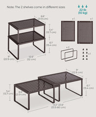 SONGMICS Metal Cabinet Organizer Shelf Kitchen Storage Rack Stackable Set of 4 - Brown