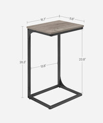 VASAGLE 15.7" C-Shaped End Small Side Table for Couch Sofa Table w/ Metal Frame - Greige / Black