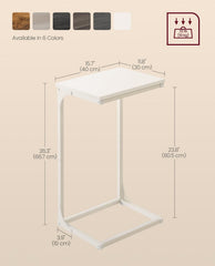 VASAGLE 15.7" C-Shaped End Small Side Table for Couch Sofa Table w/ Metal Frame - Cream White