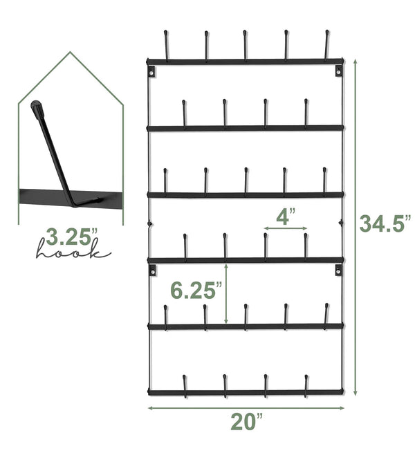SORBUS Large Rustic Mug Organizer Holder Décor w/ 27 Hooks Display - Black
