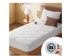 Heated Electric Mattress Pad w/ Dual Controllers & Fast Heating Soft Quilted Topper - Twin