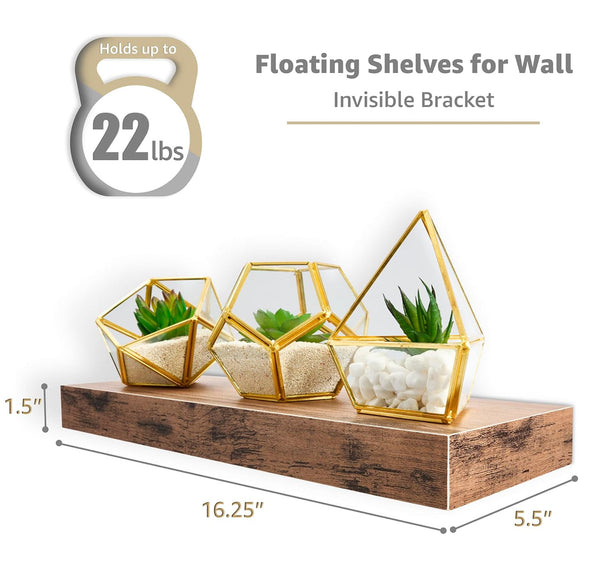 SORBUS 2pk Wall Décor Mounted Floating Shelves - Mahogany