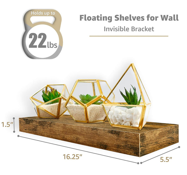 SORBUS 3pk Wall Décor Mounted Floating Shelves - Rustic Brown
