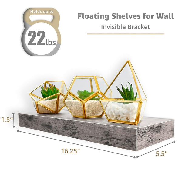 SORBUS 2pk Wall Décor Mounted Floating Shelves - Grey