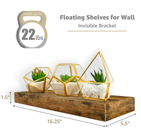 SORBUS 2pk Wall Décor Mounted Floating Shelves - Rustic Brown