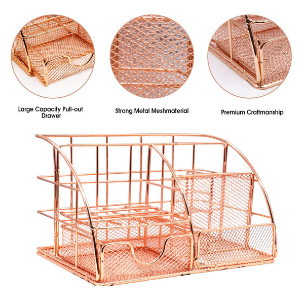SORBUS Metal Office Desk Organizer All in One - Rose Gold