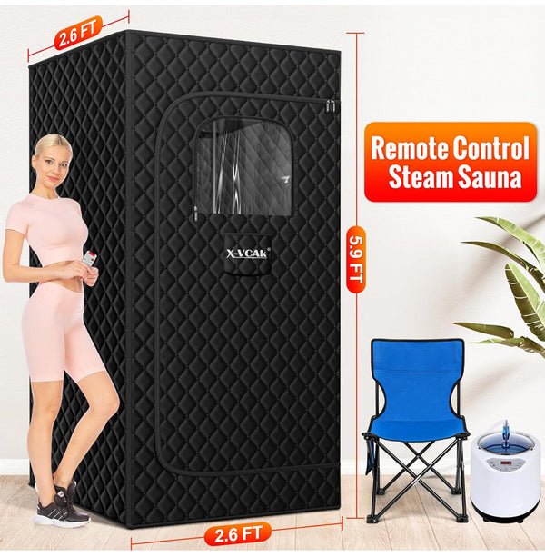 Portable Recovery Relaxation 9 Levels Steam Sauna Box for Home - Black