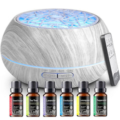 550ml Large Capacity Essential Oil Diffuser 6 Essentil Oil Set Aromatherapy Ultrasonic Air Humidifier