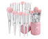Elegant pink Ultra soft labeled Makeup Brushes Sets w/ Brush Holder Makeup Brush Set 15pc
