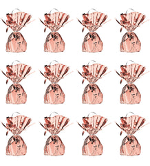 Metallic Wrapped Balloon Weight Rose Gold Balloon Centerpiece Bouquet Holders 12pk