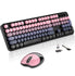 Wireless Keyboard and Mouse MOFII 104 Round Keycaps Retro Typewriter w/ OTG & Brush - Pink