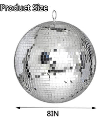 Alytimes Mirror Disco Ball 8" Cool and Fun Silver Hanging Party
