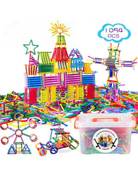 Juboury 1054Pcs Toy Building Blocks 3D Puzzle Interlocking Creative Connecting Kit
