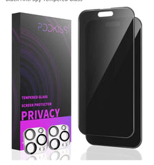 Privacy Screen Protector for iPhone 16 + 2 Pack Camera Lens Black Anti Spy Tempered Glass