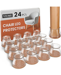 24 Pcs Chair Leg Floor Protectors for Hardwood Floors Silicone Covers Felt Pads Furniture Leg Cap
