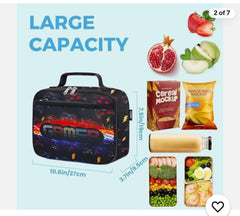 Kids Lunch Box Insulated Lunch Bag for Boys - Black