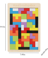 Large Wooden Blocks Puzzle Toy Geometric Tangram Brain Teaser