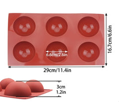 BAKER DEPOT 6 Holes Hot Chocolate Bomb Mold Dome Silicone Mould Set of 2