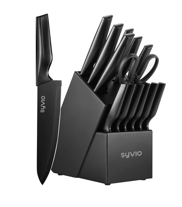 SYVIO 14pcs Block Knife Set - Black