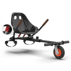 Flytraks Self-Balancing Scooter Go Kart w/ Rear Shock Absorption Seat Attachment for 6.5" 8" 10" Tires - Black