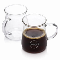 Kavako Glass Coffee Mugs 16oz Set of 2