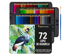 Zenacolor Watercolor Pencils Metal Brush Case Set of 72 Colors