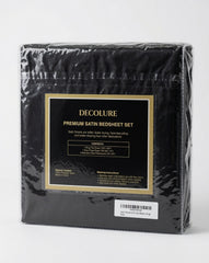 Devoured Premium Satin Bed Sheet Set 6pc Black - King