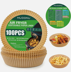 6.3" Disposable 100pc Air Fryer Paper Liners Food Grade Parchment