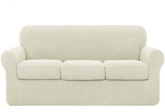 SUBRTEX 4pc Sofa Cover High Stretch Couch Slipcover for 3 Cushion Machine Washable - Ivory