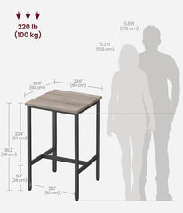 VASAGLE Bar Table Kitchen Dining High Top Pub Square w/ Steel Frame - Greige / Black