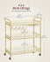 VASAGLE Bar Cart Gold Large Home Bar Serving Cart w/ 3-Tier Mirrored Shelf - Gold