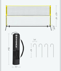 SONGMICS 10ft Adjustable Height Volleyball Badminton Pickleball Net - Yellow / Black