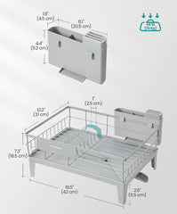 SONGMICS Dish Drying Rack Kitchen Rack w/ Drainboard  - Gray