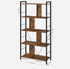 VASAGLE 5 Tier Shelving Unit w/ Open Compartments Industrial Style - Rustic Brown / Black