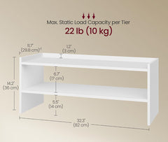 VASAGLE 2 Tier Shoe Rack Entryway - White