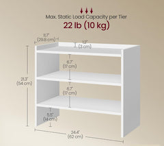 VASAGLE 3-Tier Shoe Rack Organizer Shelf Entryway - White