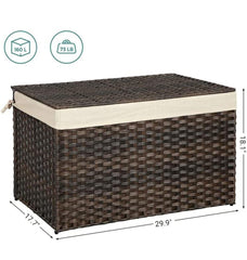 SONGMICS 42.3 Gallon Storage Basket Woven Blanket Bin w/ Handles - Brown