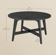 VASAGLE 31.5" Round Coffee Center Table w/ Tapered Legs - Charcoal Gray