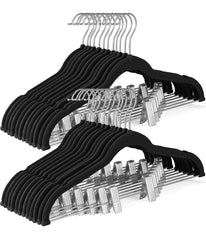 SONGMICS Pants Clothing Velvet Hangers with Adjustable Clips Set of 50 - Black