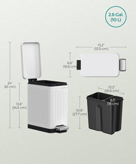 SONGMICS 2.6-Gallon (10 L) Bathroom Trash Can Bin w/ Lid - White