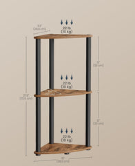 SONGMICS Corner Shelf Stand 3-Tier Standing Shelf - Brown