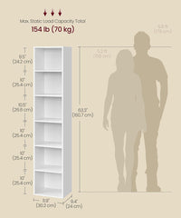 VASAGLE 6-Tier Bookcase Book Open Storage Shelf - White