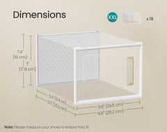 SONGMICS XXL Shoe Storage Box Organizers Stackable Clear Plastic Boxes Set of 18 - White