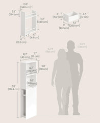 VASAGLE Tall Bathroom Slim Bathroom Storage Freestanding Narrow Cabinet - White