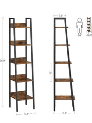 VASAGLE 5-Tier Bookshelf Narrow Book Shelf - Brown