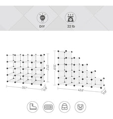 SONGMICS Shoe Rack Interlocking Plastic Organizer DIY Set of 16 Cubes - Clear