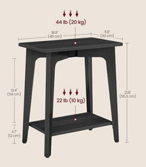 VASAGLE 2-Tier Small Rectangular End Side Table Nightstand w/ Tapered Legs Set of 2 - Charcoal Gray
